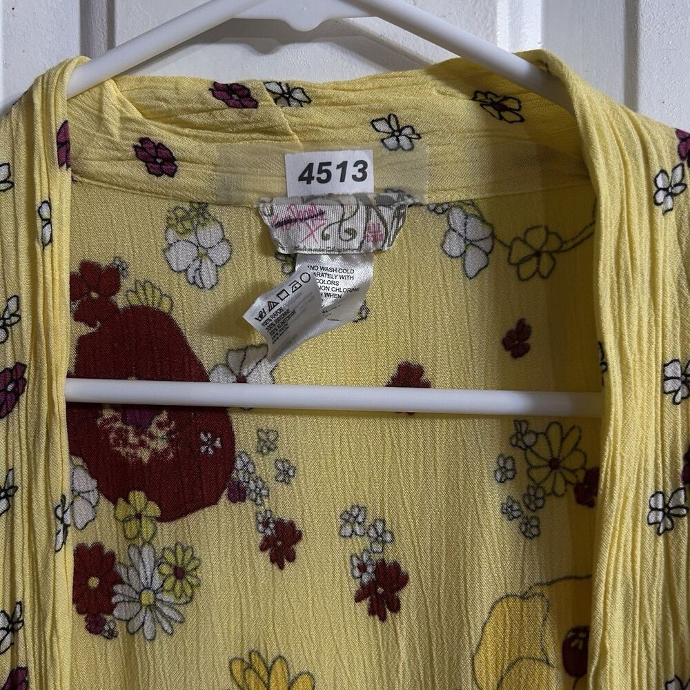 Free People Hidden Hills Maxi Kimono Yellow Floral Boho Hippie One Size - Picture 7 of 7